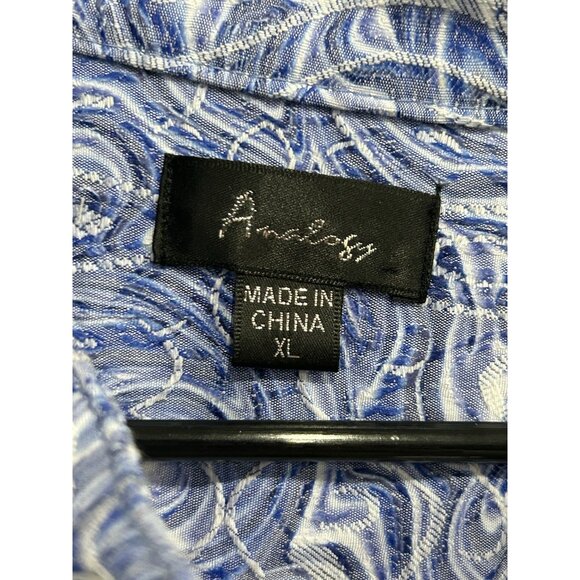 Analogy Womens Blue and White Printed Jacket with Grommet Details SZ Extra Large - Picture 5 of 9